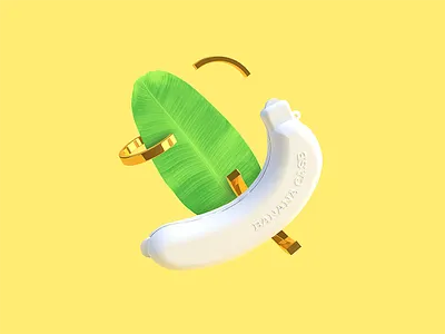 Banana trap 3d artwork banana cinema4d conceptual gold leaf white yellow