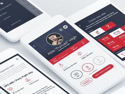 CageHunter MMA iOS App app appdesign ios iphone mobile mockup sketch ui ux