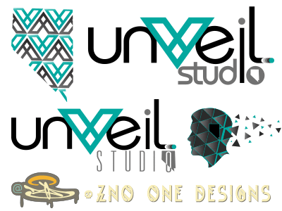 Unveil hand drawn illustrator logo design vectored