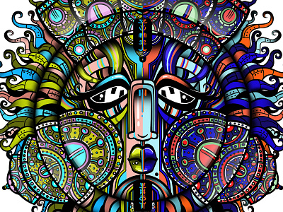 Eastern Sun art character color crown design graphic illustration mask queen sun vector