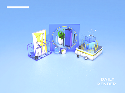 Daily render 3d abstract color material matte object render simple