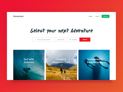 Wanderlust | Homepage design explore homepage travel web website