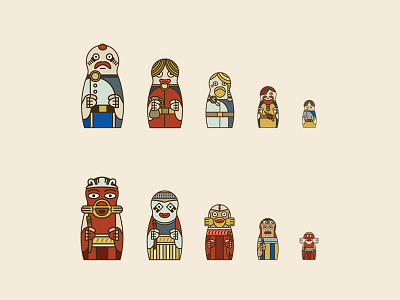 babushka dolls babushka dolls celt celtic character design inca maya moustache nesting dolls viking witch doctor