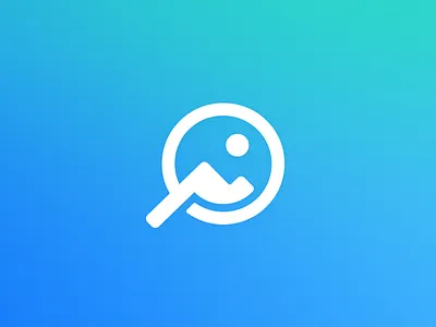 FIND PHOTO icon brand geometric geometry gradient icon image logo design logo mark magnifying glass minimal picture simple logo