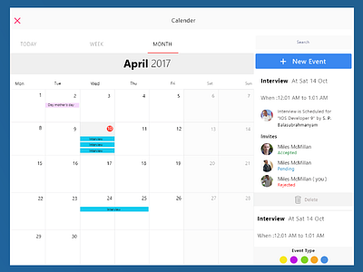 Calander admin calander create event ipad app