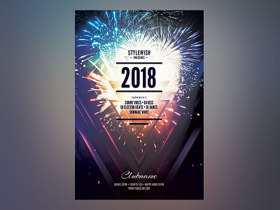 New Year Flyer creativemarket download firework fireworks flyer new year night nye photoshop poster psd template