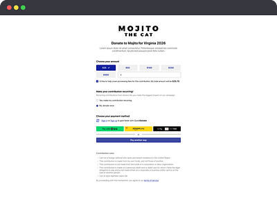 Political Online Donation Form Concept (Step One) branding desktop donation e commerce form form ui forms fundraising payments ui ux