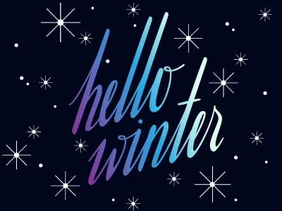 Hello Winter gradient hello lettering old fashioned retro simple winter