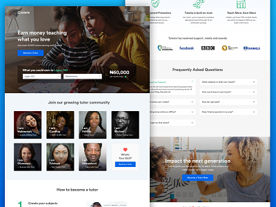 Tuteria Landing Page design family landing page process student teaching tutor ui ui design ux wireframe