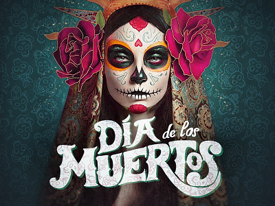 Dia de los muertos event art flyer logo poster visual