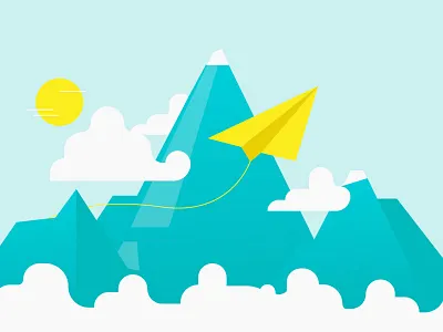 Paper plane mountain range airplane clouds creativity flying gradient innovation leadership mountain paper plane progress