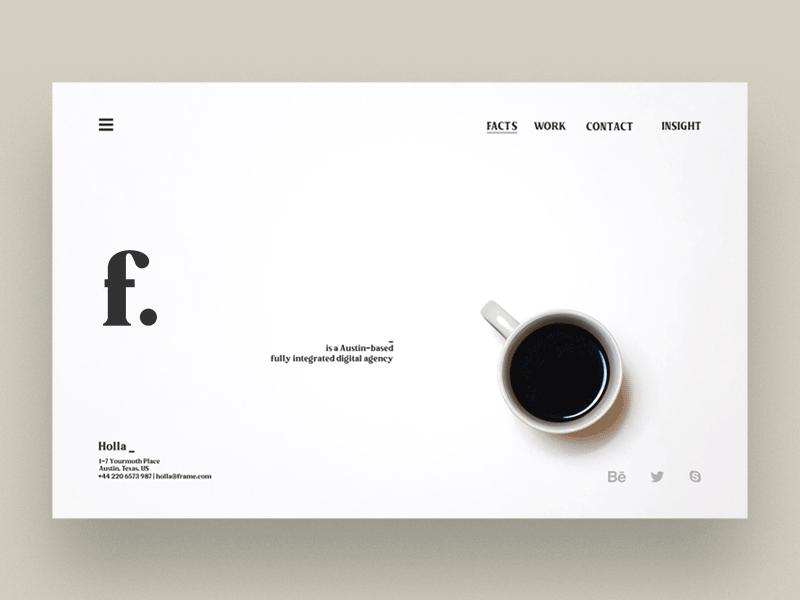 Frame animation homepage landing ligature logotype serif surotype typeface ui ux website