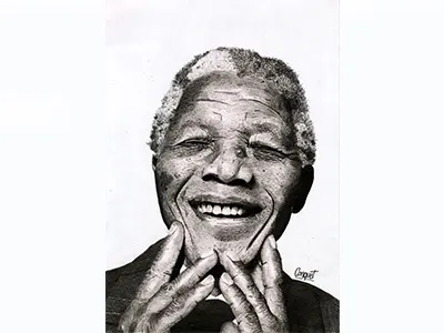 Illustration Mandela artwork graphite hommage illustration mandela realistic