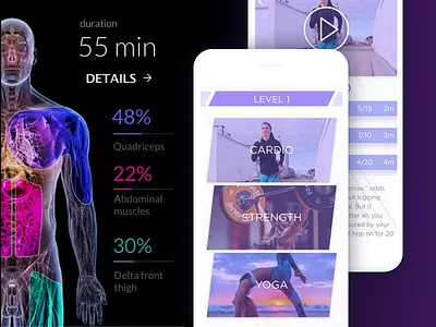 InFit app activity app cadabra challenge cadabra studio flat parallax simple sport training ui ux white