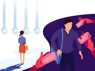 Beacon Marketing app consumer contrast hands illustration marketing notification push vector