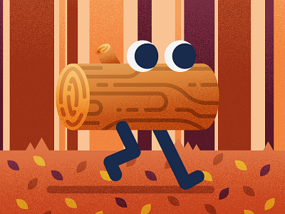 Log Boy autumn character fall illustration leaves log logboy wood