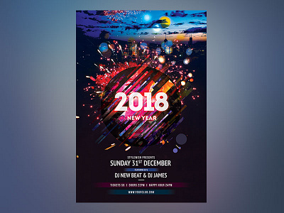 New Year Flyer Template download firework fireworks flyer graphicriver new year night nye photoshop poster psd template