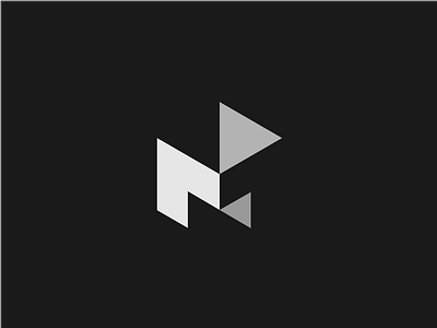 M monogram abstract black cube lines logo logotype mark minimal monogram shadows symbol white