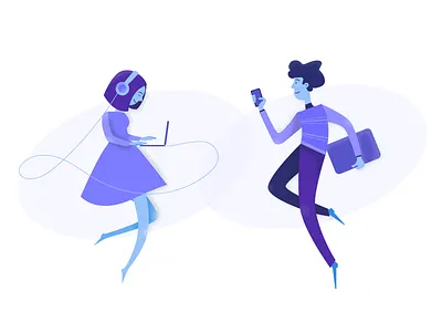 Day Dreaming devices floating happy monochrome people purple