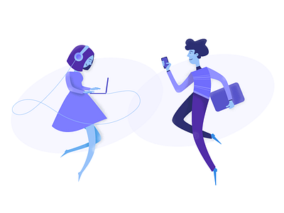 Day Dreaming devices floating happy monochrome people purple