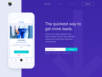 Landing Page Design for a Gift Giving Platform branding bright colors business clean interface landing layout minimal mobile modern platform product service app simple social ui ux web design website zajno