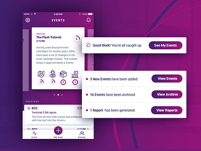 App app aviation events ios purple