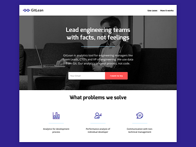 Gitlean – analytic tool landing web