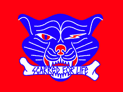 Scarred 4 Life badge bone cat icon illustration life scar