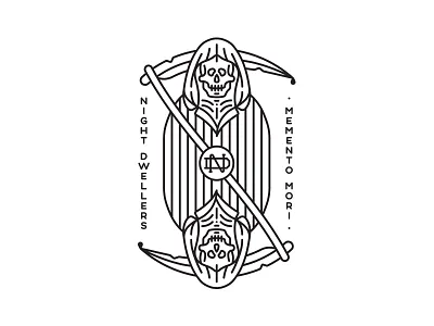 Memento Mori badge grim reaper line memento mori monogram reaper scythe simple single weight skeleton skull