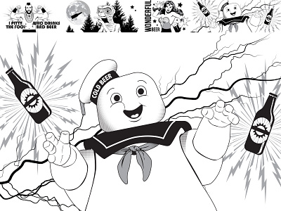 Stay Drunk beer ghostbusters illustration stay puff