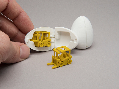 3D Printable Surprise Egg - #2 Tiny Fork Lift Toy 3d 3d printing surprise egg toy