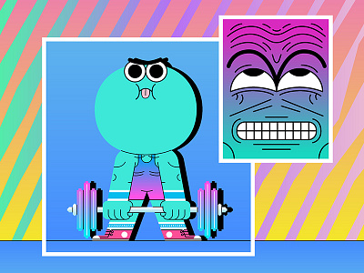 The Strongman brutalism character design gradient illustration vector