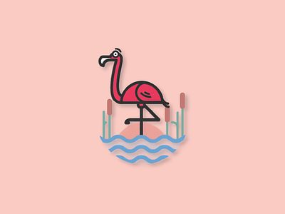Flamingo animal dropshadow flamingo outline pink vector