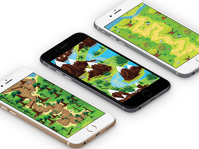 Scrollable World UI for Mobile App app game illustration interface mobile mobile app puzzle ui user interface ux vector