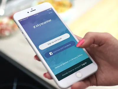 Skyscanner Redesign /Onboarding Page gradients logo design mobile app onboarding redesign splash page ui ux