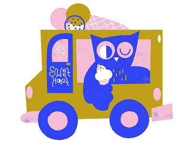 Birdsday No. 24 bird birdsday children illustration ice cream ice cream truck illustration owl project