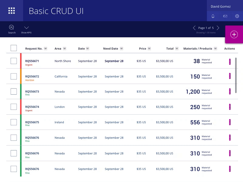 BREAD, UI Exploration - EDIT calendar crud edit table ui ux