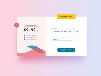 Daily UI 002 - Credit Card Checkout checkout credit card daily ui 002 dailyui subscription web interface