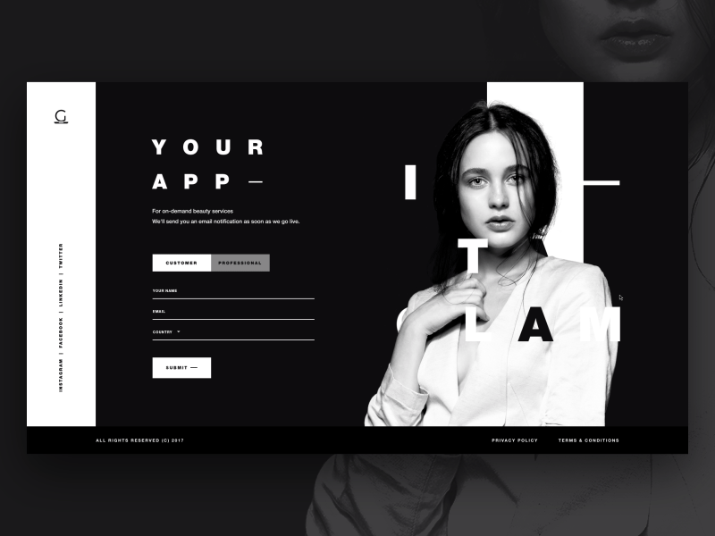 INSTAGLAM // Fashion Concept animation concept design fashion girl minimal motion style typo ui ux web