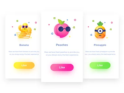 Fruit Pages banana card design fruit green illustration page peaches pineapple shadow ui yellow