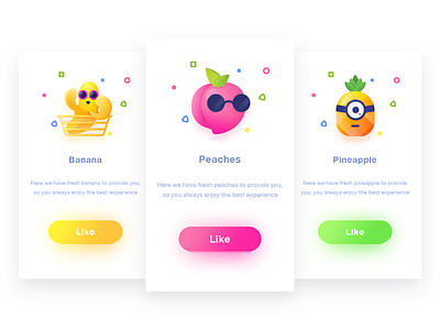 Fruit Pages banana card design fruit green illustration page peaches pineapple shadow ui yellow