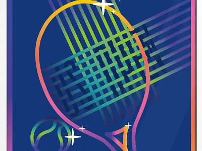 Tennis ball game gradient grottangeles illo illustration match set slam tennis us open