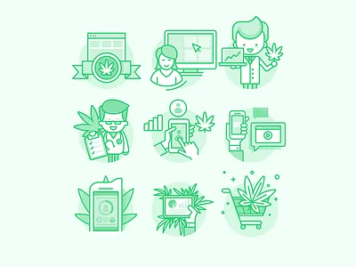 Icon set for Potbotics project ai cannabis icon illustrator potbotics scientist vape vector