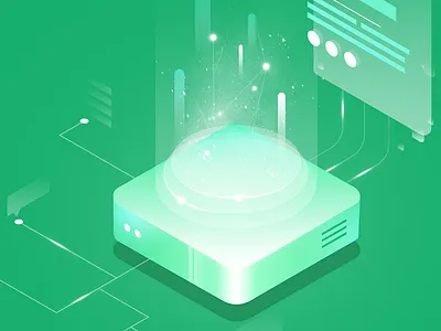 Machine intelligence connection data gradients green iso machine