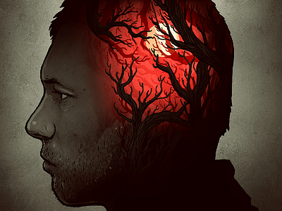 Are you lost ? creey head insane lost mind portrait red woods