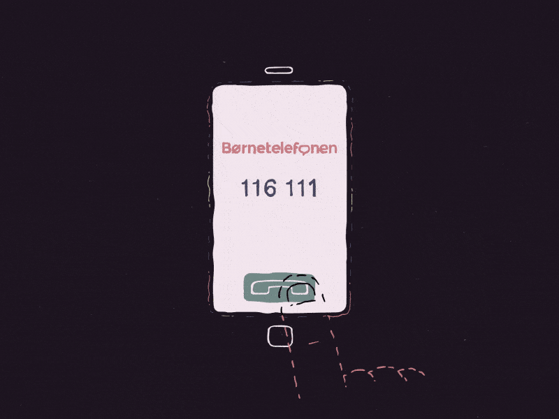 Børns Vilkår animation call cel mobile phone screen