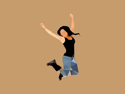 Jumping Girl Triangulated girl illustrator jumping triangles triangulation vector
