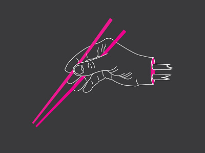 Chopped chopsticks hand illustrator magenta severed hand white