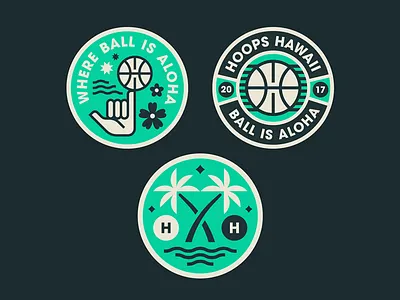 HH Brand Assets badge basketball design graphic hand hawaii logo palms vector waves