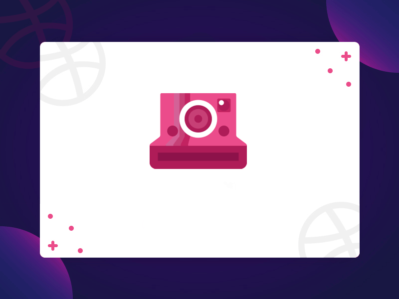 Thank You camera card dribbble first shot gif polaroid thank you